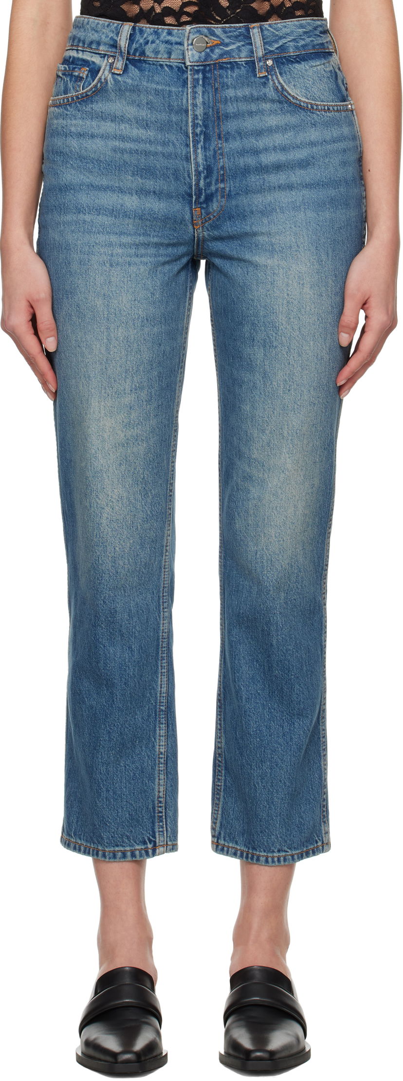 Jeans Anine Bing Anine Bing Vin Straight Leg Jeans Blå | A-06-10394-WHD26
