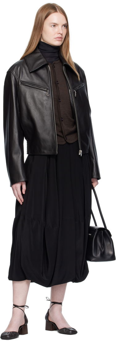 Jakke LEMAIRE Lemaire Boxy Leather Blouson Jacket Sort | OW1159 LL0147, 3