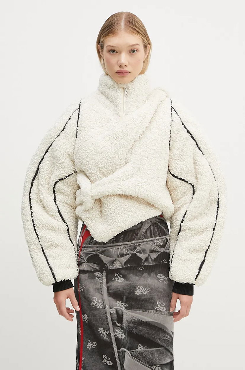 Sweatshirt Ottolinger Ottolinger Asymmetrical Teddy Jacket Hvid | 1090603121