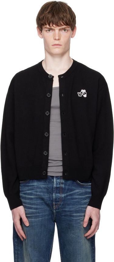 Sweater We11done We11done Teddy Logo Cardigan Sort | WD-KC2-25-611-U-BK, 0