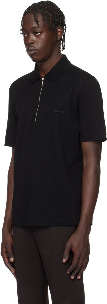 Polo skjorte FERRAGAMO Ferragamo Zip Collar Polo Sort | 772040, 3