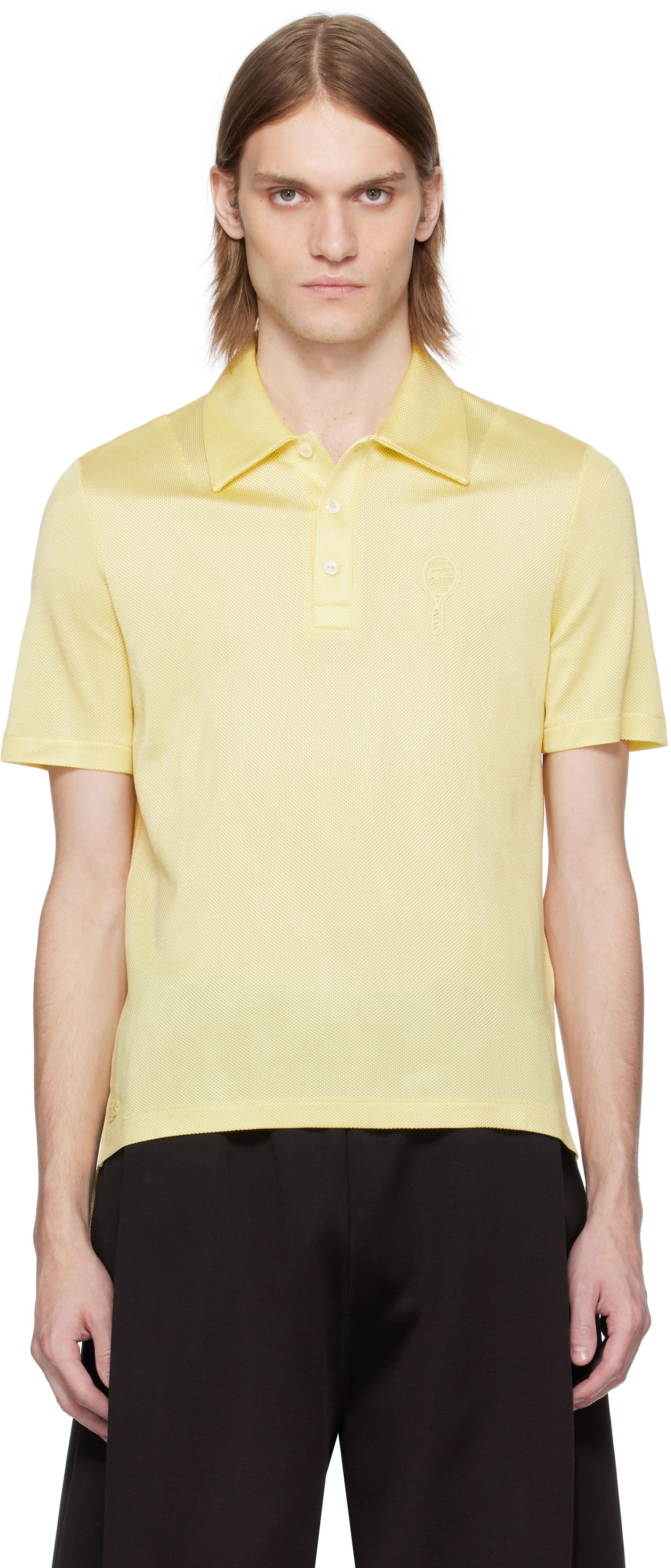 Polo skjorte Lacoste Lacoste Runway Regular Fit Satin Piqué Polo Gul | DH6801, 0