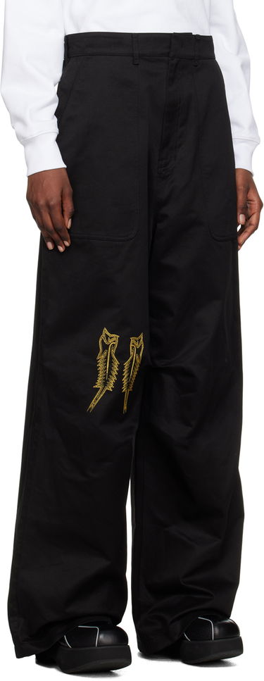 Cargo bukser We11done We11done Embroidered Wide Leg Trousers Sort | WD-PT1-23-252-M-BK, 1