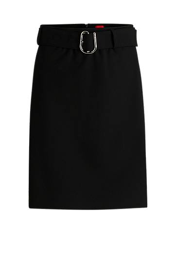 Nederdel BOSS Mini Skirt with Belt and Wrap-Style Front Sort | 50545768