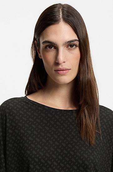 Pyjamas BOSS Monogram-print pyjama top with batwing sleeves Sort | 50550693, 1