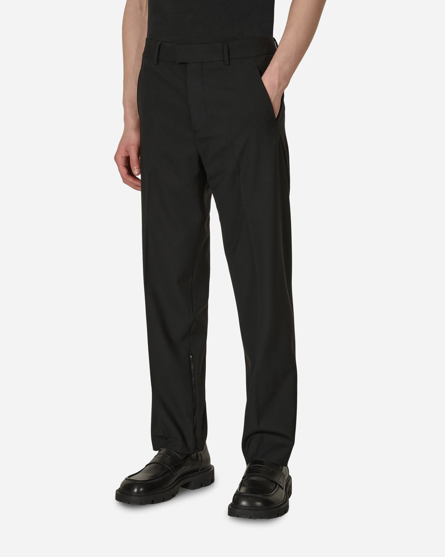 Bukser Off-White Embroidered Wool Slim Zip Trousers Black Sort | OMCA196S23FAB001 1000, 1