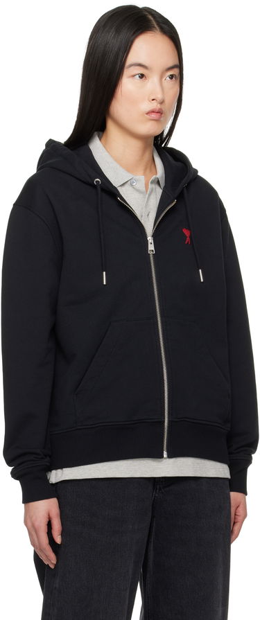 Sweatshirt AMI AMI Paris Classic Ami De Coeur Zip Hoodie 3XL Sort | BFUSW435.730-001, 2