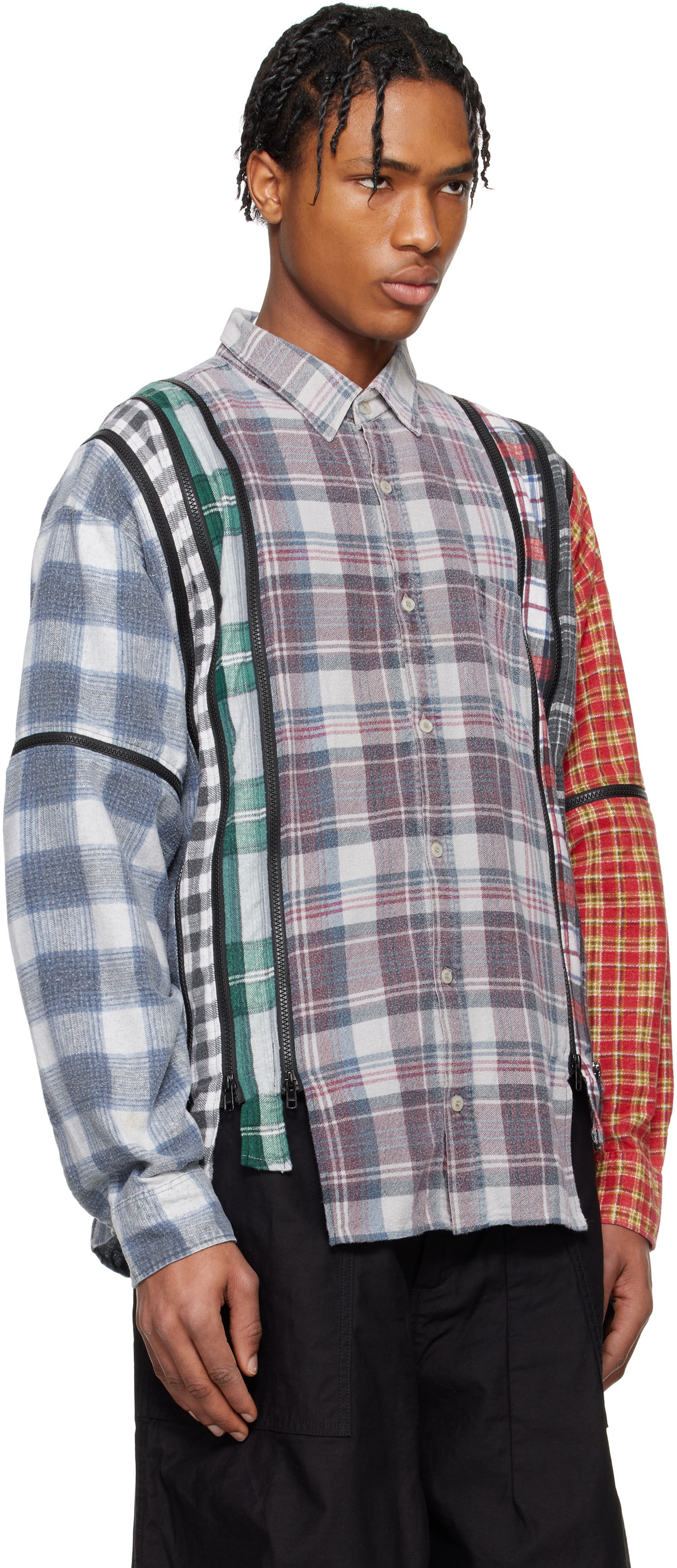 Skjorte Needles NEEDLES 7 Cuts Zipped Flannel Shirt Flerfarvet | QV394, 1