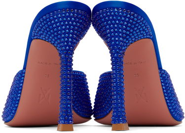 Tilbehør Amina Muaddi Amina Muaddi Alexa Crystal Slipper 105 Heeled Sandals Blå | ALEXA CRY SR SATIN, 1