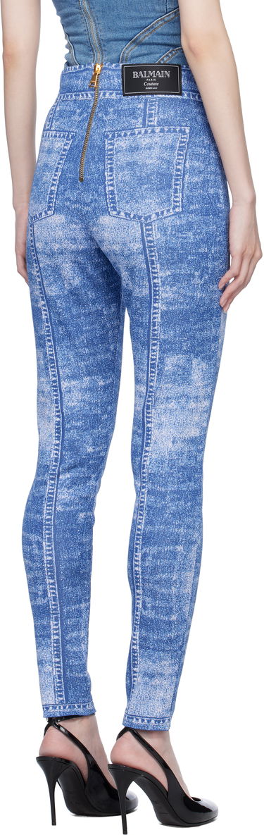 Leggings Balmain Denim Effect Knit Leggings Blå | EF1PD185KH80, 2