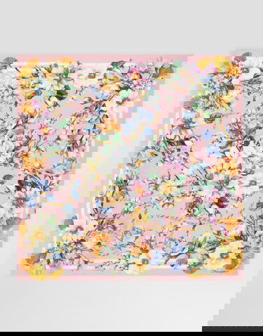 Tørklæde Dolce & Gabbana Dolce & Gabbana Floral Print Silk Twill Square Scarf Lyserød | FN090RGDCURHH5JC, 2
