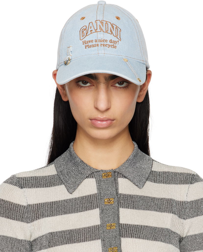 Kasket GANNI GANNI Denim Baseball Cap Blå | A6563