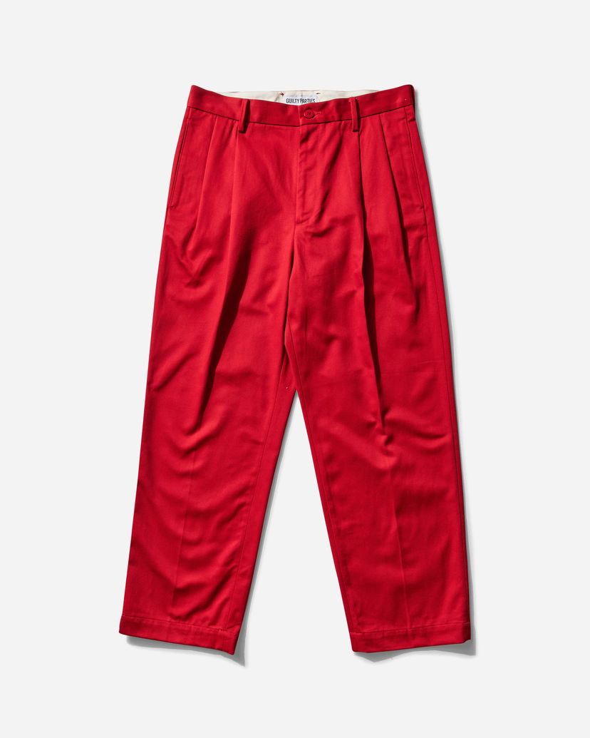 Bukser WACKO MARIA Double Pleated Chino Trousers Rød | 25SS-WMP-PT13 RED