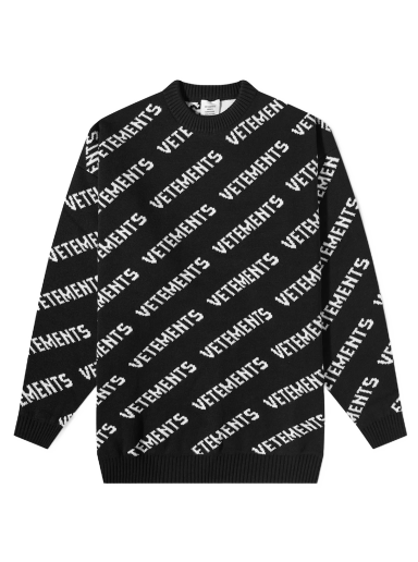 Sweatshirt VETEMENTS Monogram Crew Knit Black/White Sort | UE54KN220X