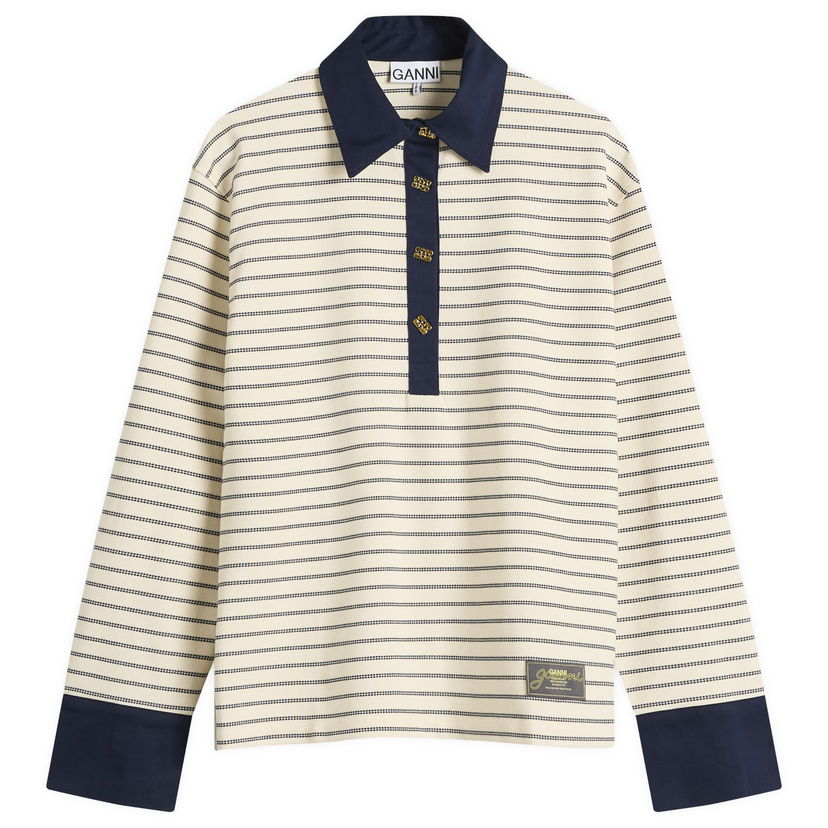 Polo skjorte GANNI GANNI Piquet Jersey Polo Shirt Beige | T4215-135