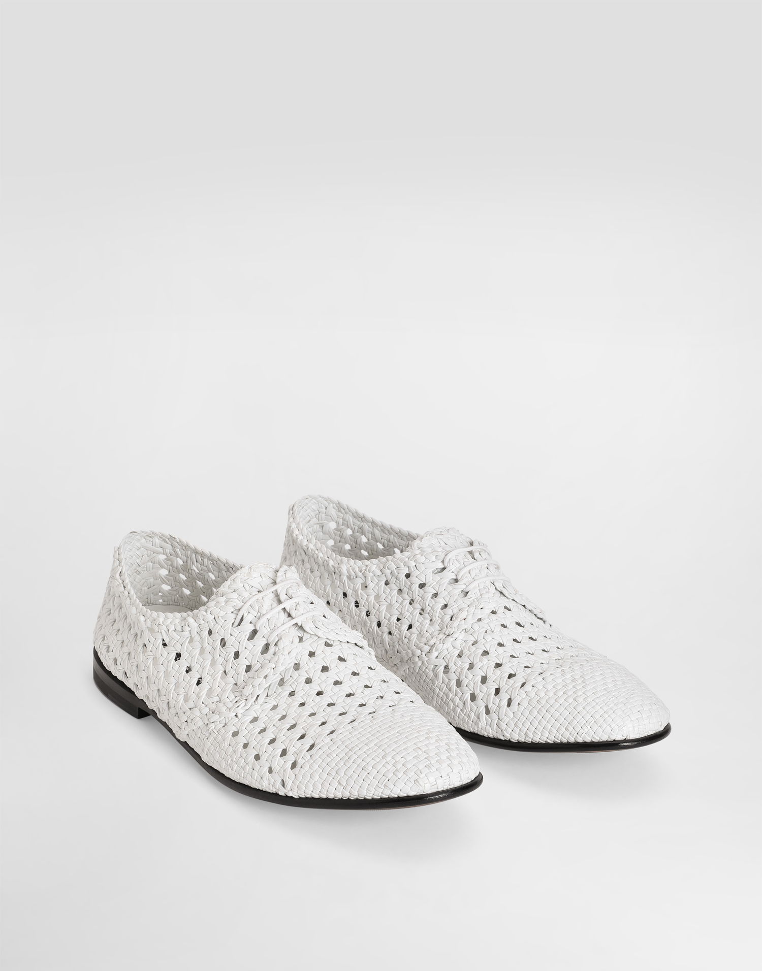 Tilbehør Dolce & Gabbana Dolce & Gabbana Woven Leather Derby Shoes Hvid | A10872A9M0880002, 1
