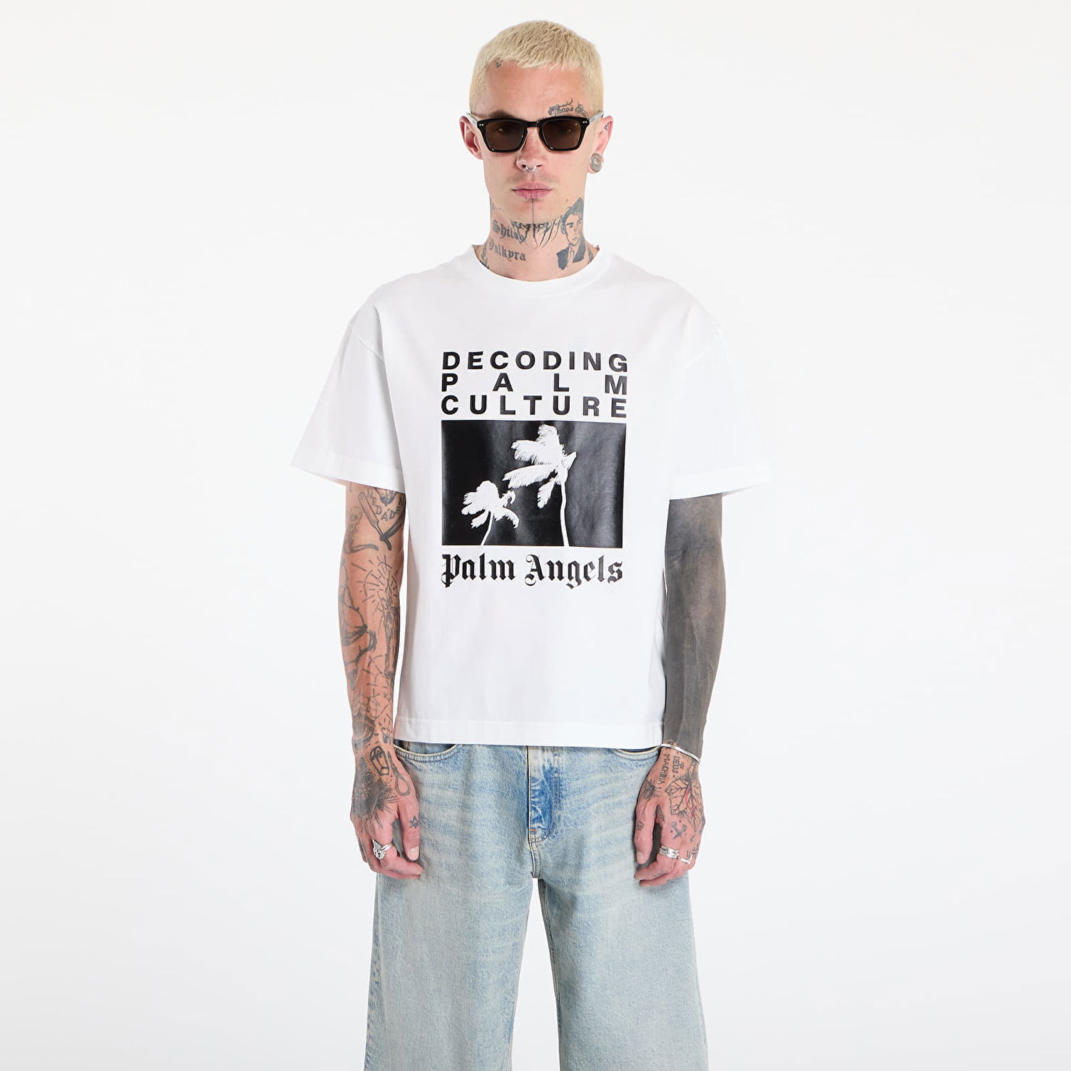 T-shirt Palm Angels Palm Angels Dec Palm Culture Regular T-Shirt Hvid | PMAA109F25JER0060310, 0
