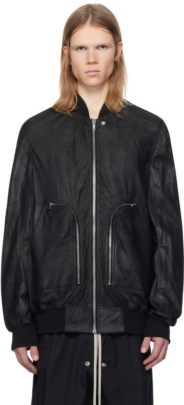 Bomberjakke Rick Owens Rick Owens Hollywood Flight Leather Jacket Sort | RU01E5771 LBA, 0