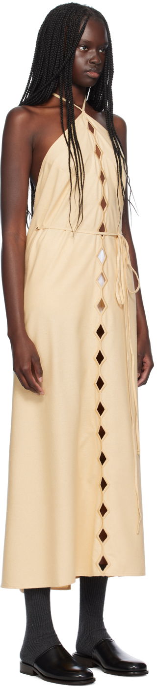 Kjole Baserange Halterneck Cutout Maxi Dress Beige | DRCEL-WS-AU24, 1
