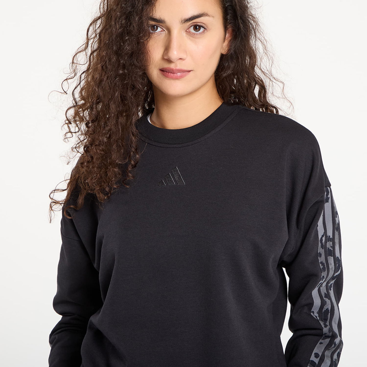 Sweatshirt adidas Performance Animal Print French Terry 3 Stripes Sweatshirt Sort | JM1835, 1