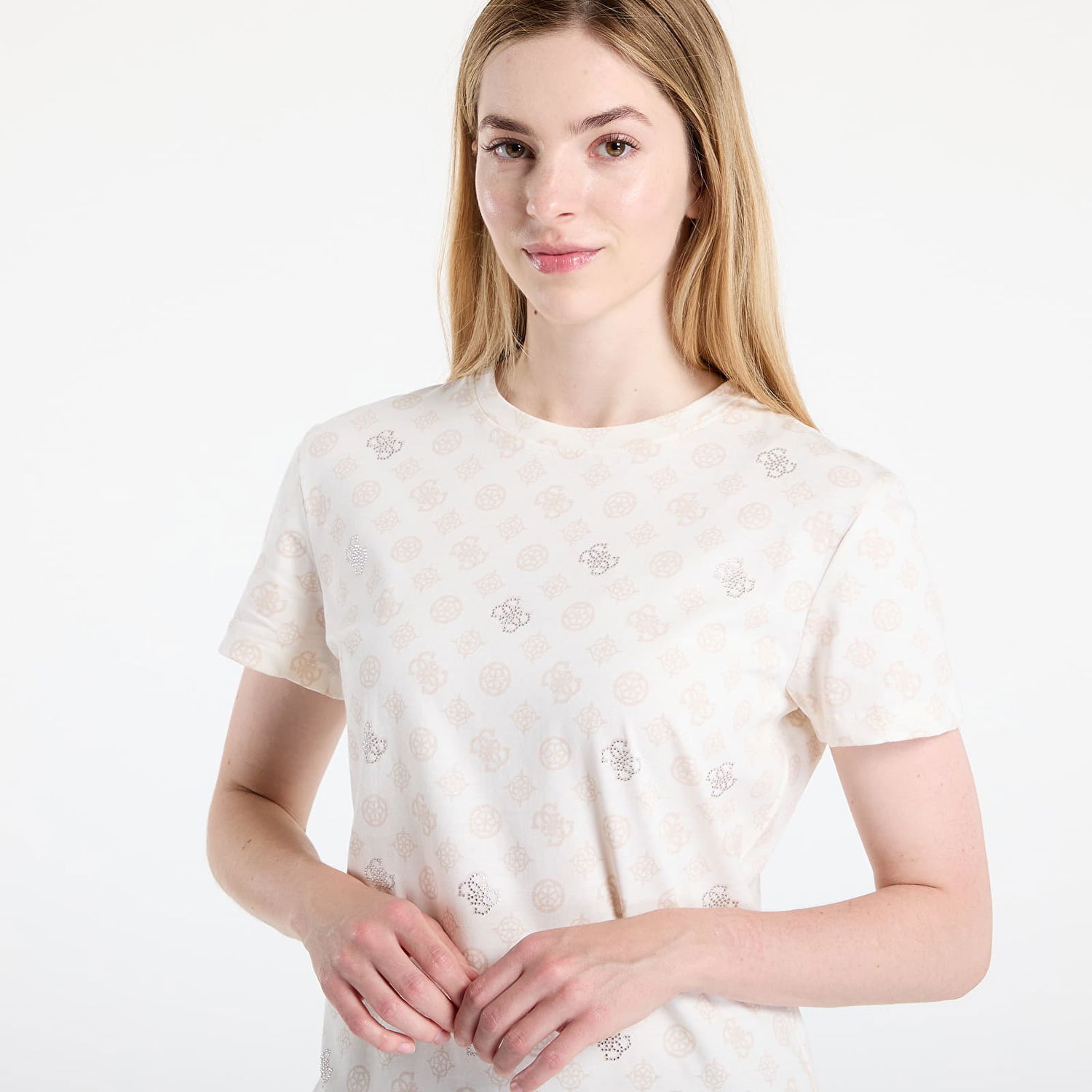 T-shirt GUESS GUESS Gloria Peony Short Sleeve T-Shirt Hvid | V5YI04I3Z14-P0JN, 1