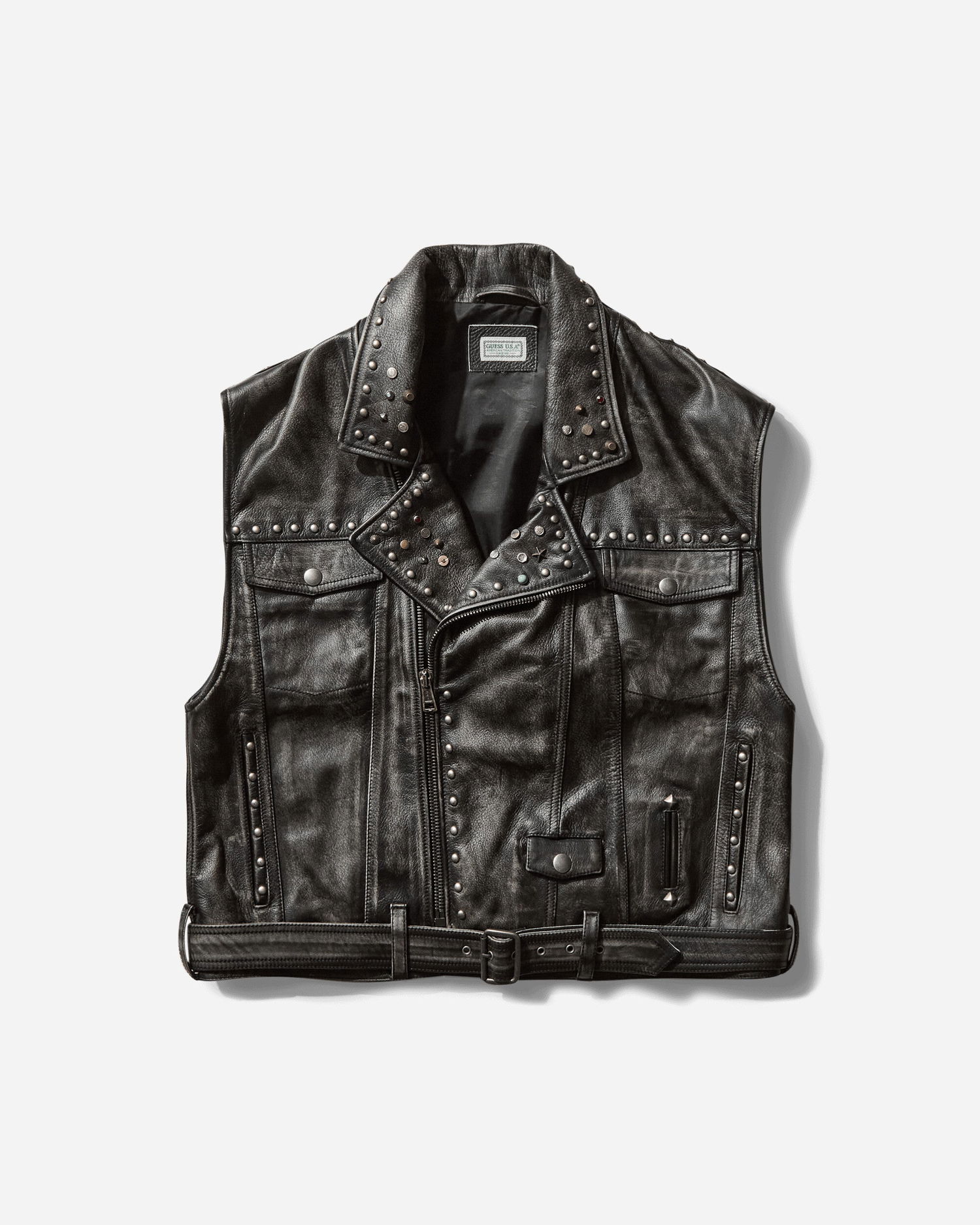 Vest GUESS Studded Leather Vest Sort | M5GN47L0U80 JTMU, 1