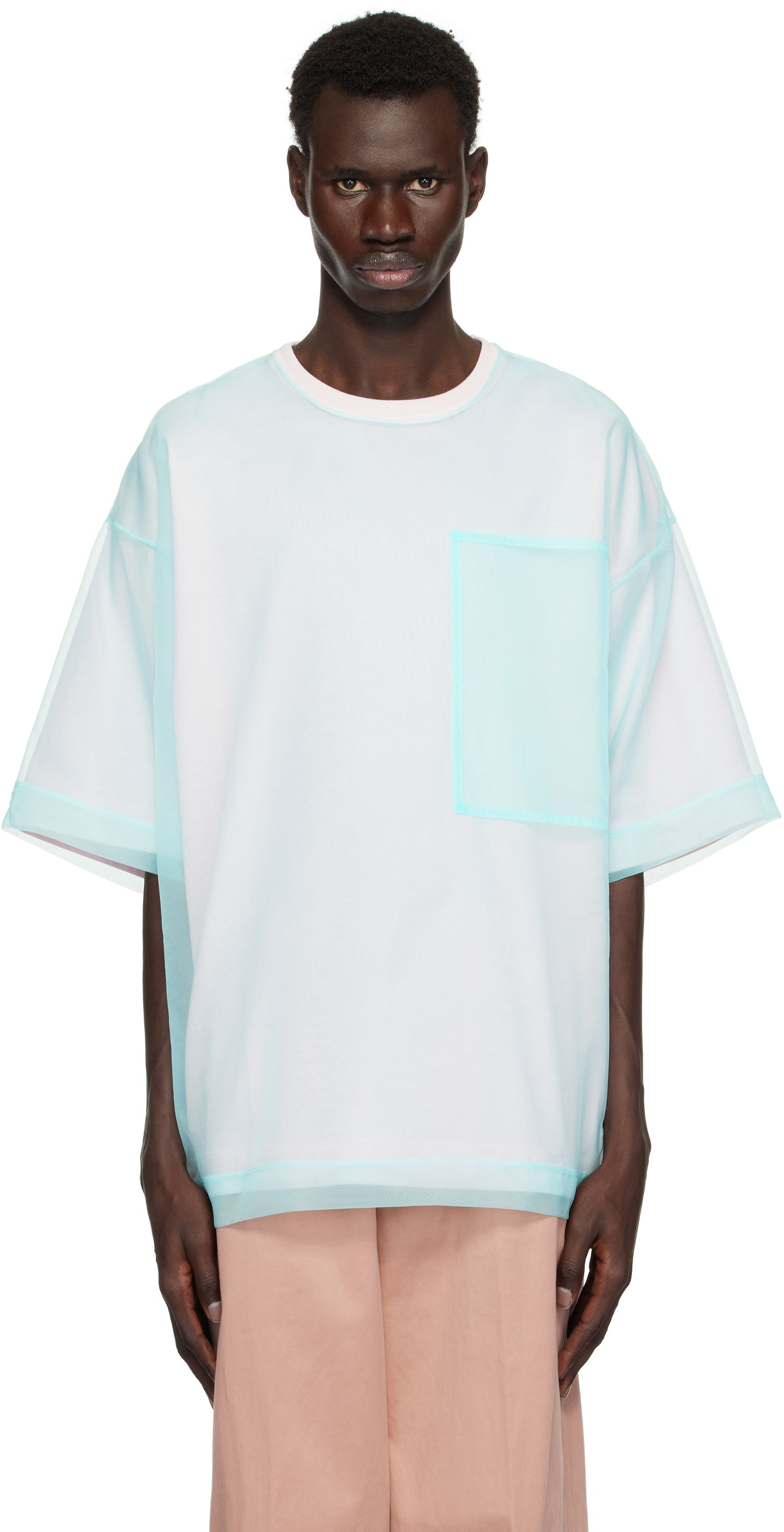 T-shirt Dries Van Noten Dries Van Noten Layered Organza T-Shirt Blå | 251-021120-1603, 0