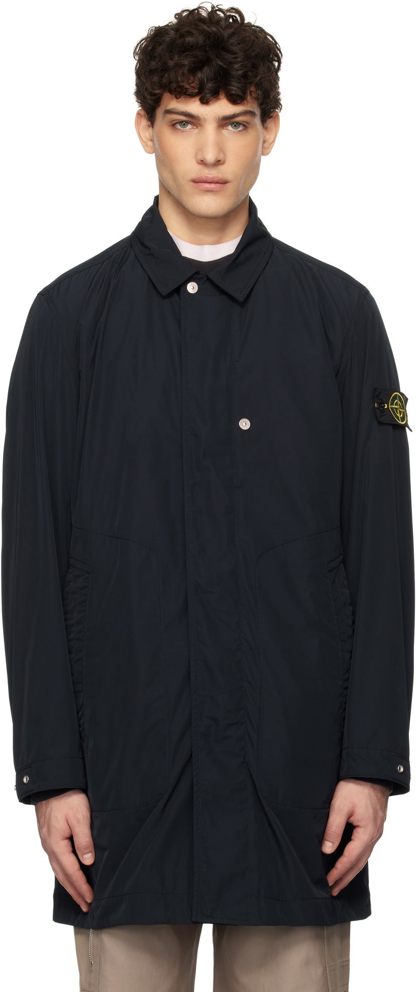Regnfrakke Stone Island Stone Island Micro Twill Coat Mørkeblå | K1S15 7100009 S0026