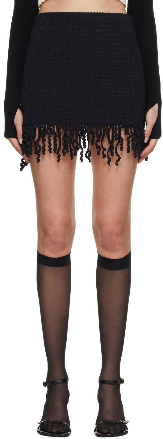 Nederdel Dion Lee Cotton Miniskirt with Fringe Sort | A7570S22