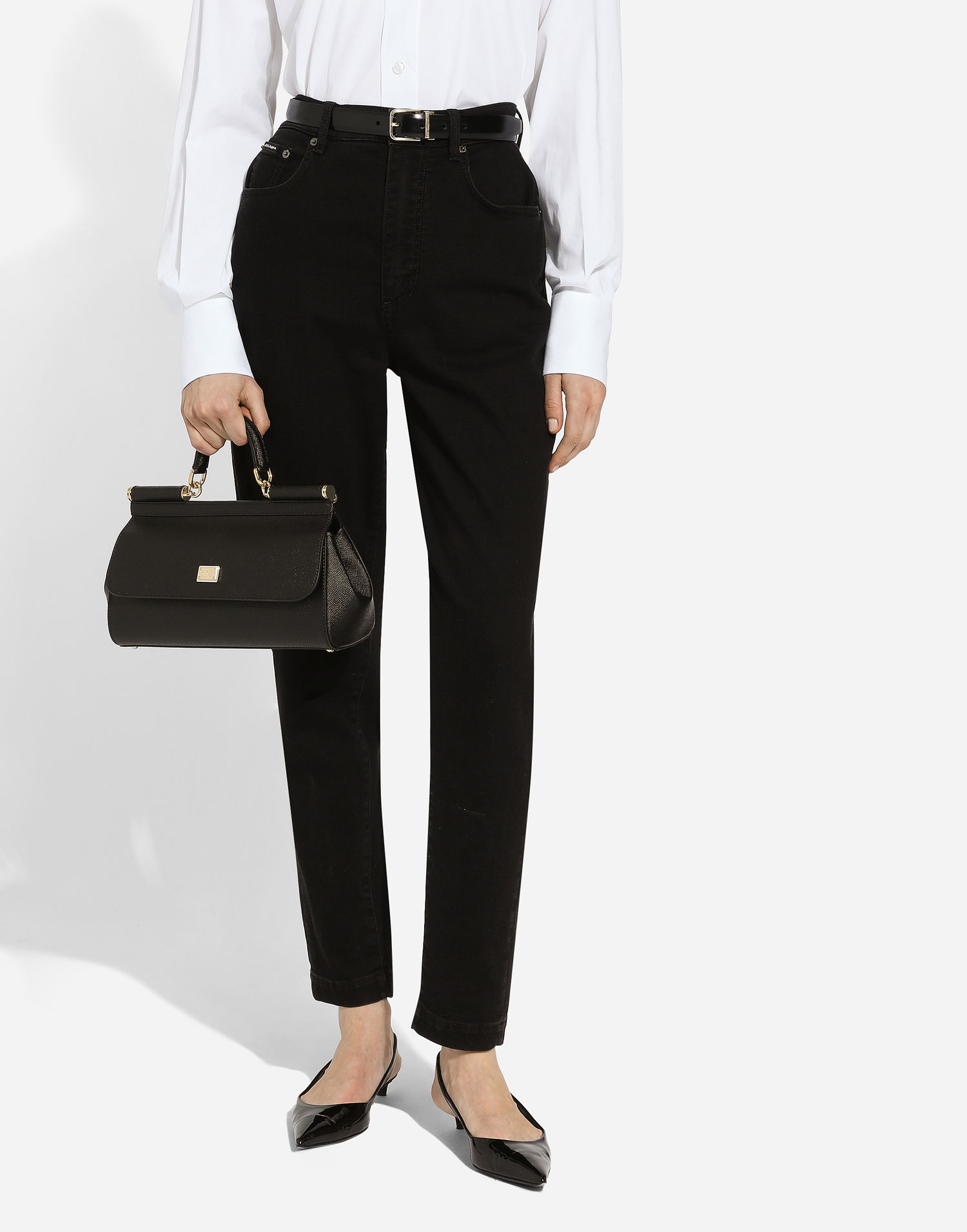 Håndtaske Dolce & Gabbana Dolce & Gabbana Sicily Elongated Leather Handbag Sort | BB7117A100180999, 1