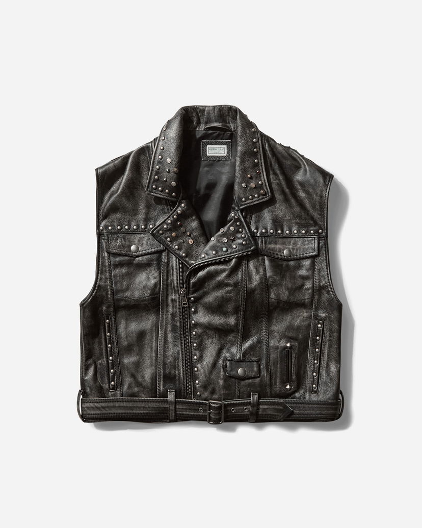 Vest GUESS Studded Leather Vest Sort | M5GN47L0U80 JTMU
