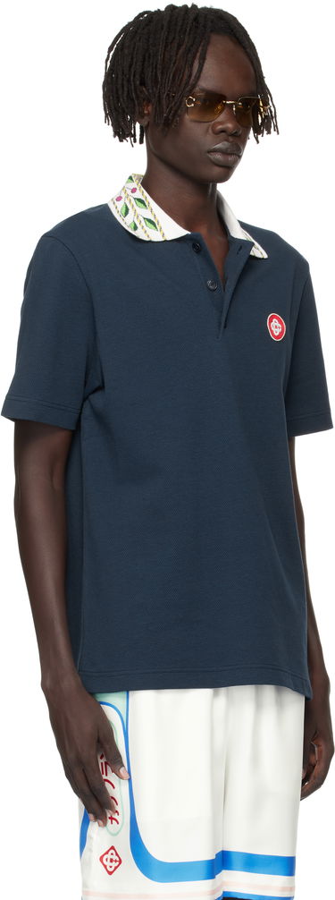 Polo skjorte Casablanca Laurel Pique Polo Shirt Mørkeblå | MPF25-JTP-243-02, 3