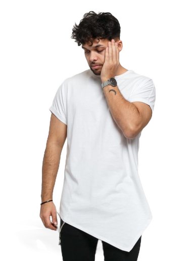 T-shirt Urban Classics Asymetric Long Tee Hvid | tb1227 white