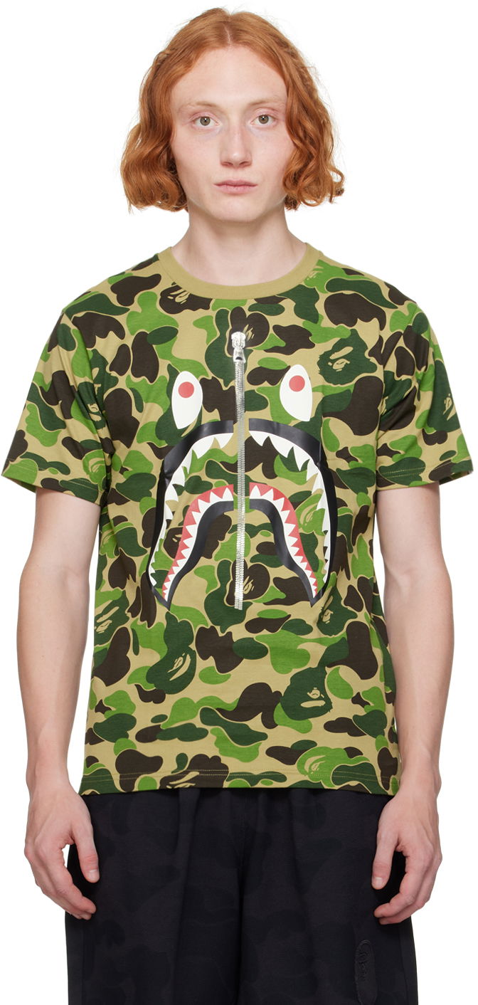 T-shirt BAPE Green ABC Camo Shark T-Shirt Grøn | 001CSK301004M