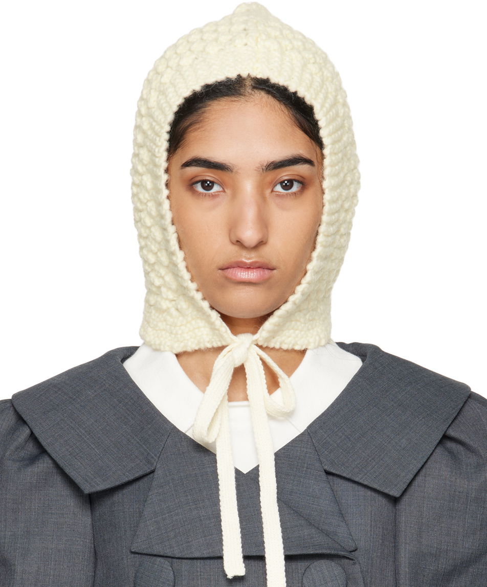 Beanie SHUSHU/TONG SHUSHU/TONG Tied Knit Hood Hvid | MWDCAC06 ACR001, 0