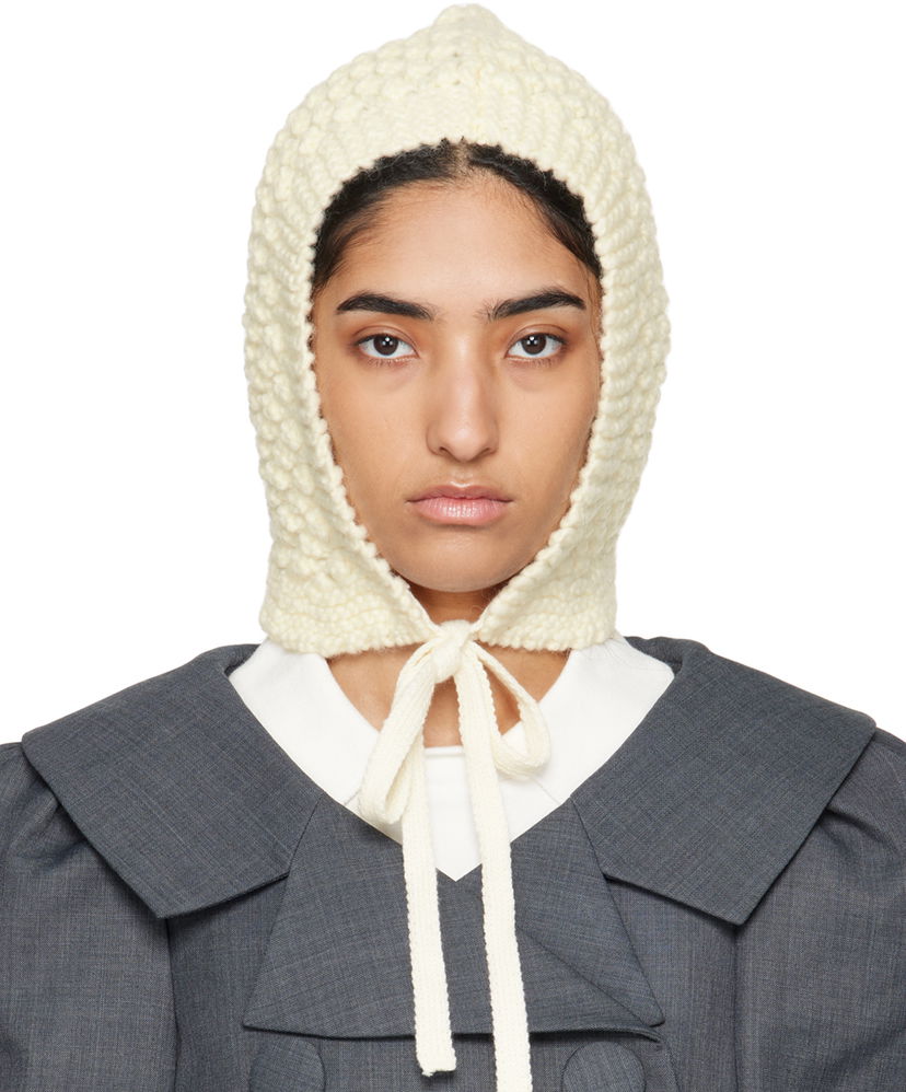 Beanie SHUSHU/TONG SHUSHU/TONG Tied Knit Hood Hvid | MWDCAC06 ACR001
