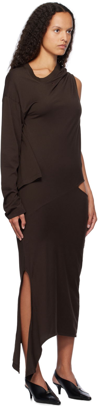 Kjole Courrèges Off Shoulder Midi Dress Brun | 424JRO486JS0175, 4