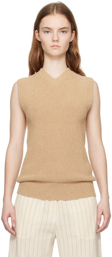 Sweater TOTEME TOTEME V-Neck Tank Top Beige | 242-WRT2210-YA0043, 0
