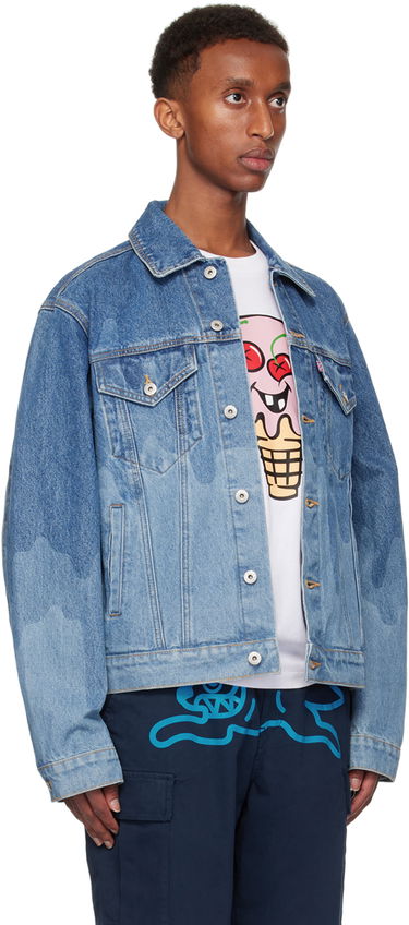 Jakke BBC IceCream ICECREAM Lazer Drip Trucker Denim Jacket Blå | IC24369, 1