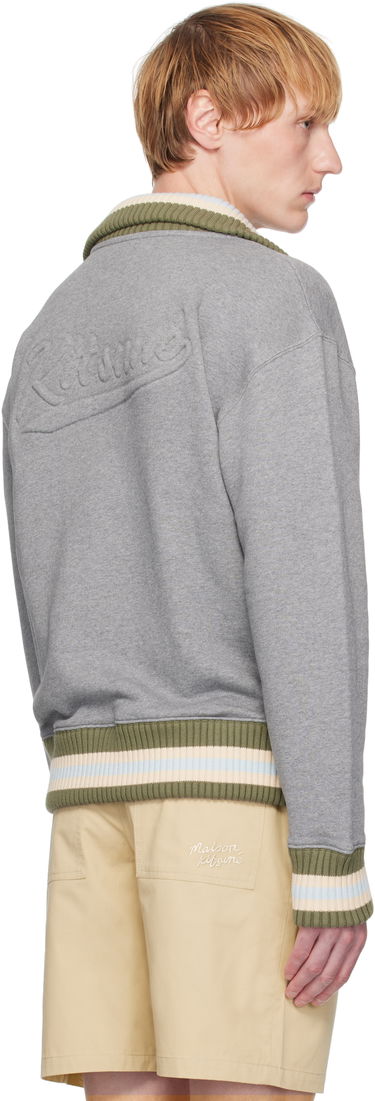 Bomberjakke MAISON KITSUNÉ Maison Kitsuné Varsity Zipped Bomber Jacket Grå | OM02130KM0321, 2