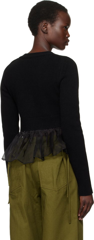 Sweater Cecilie Bahnsen Ruffle Trim Cropped Cardigan Sort | 4.24KNI52001 PHLOX CARDIGAN, 2