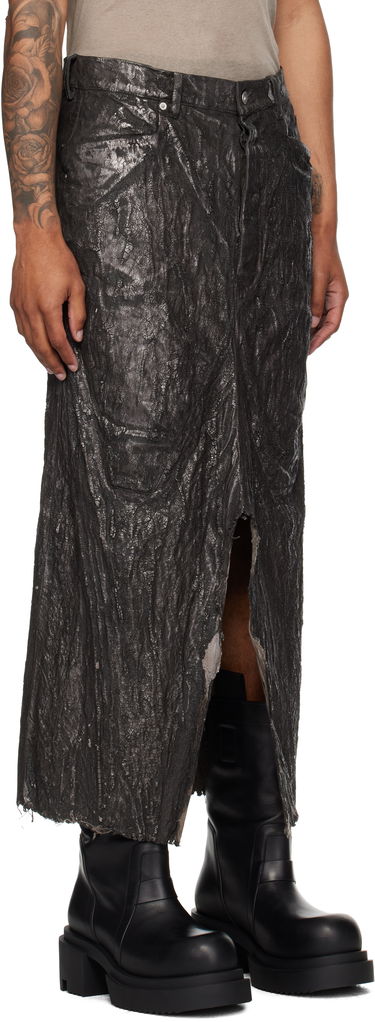 Nederdel Rick Owens Concordians Long Slivered Denim Skirt Sort | RU02E1330 BZMT, 1