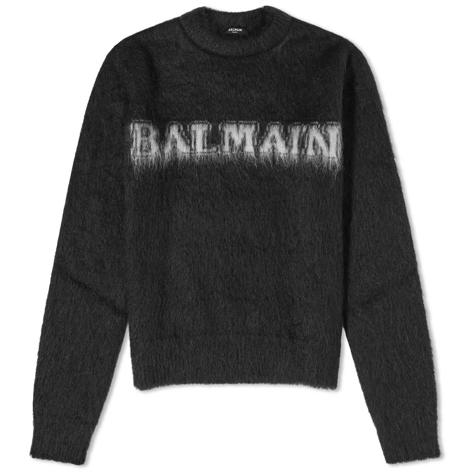 Sweater Balmain Balmain Brushed Mohair Logo Pullover Jumper Sort | BF0KD025KF38-EAB, 0