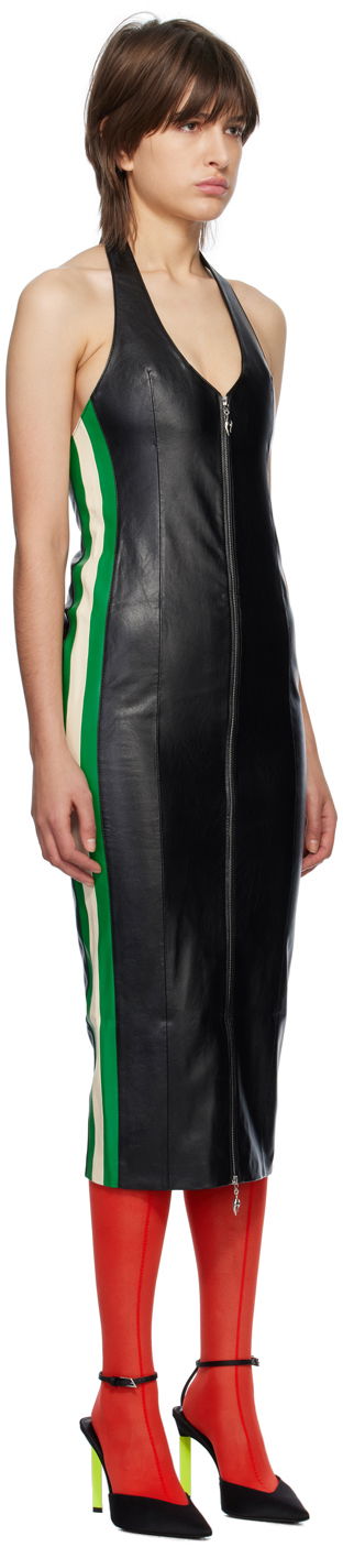 Kjole Miaou Miaou Hannah Jewett Harlow Faux-Leather Midi Dress Sort | 5030VLBLK, 1