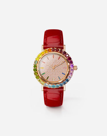 Ur Dolce & Gabbana Dolce & Gabbana Iris Rose Gold Watch with Multi-Colored Gems and Diamonds Rød | WWLB2GXA0XAR3723, 0