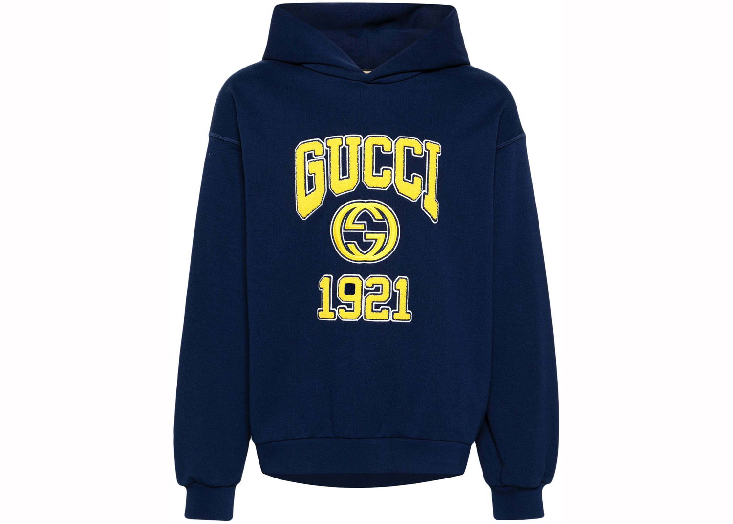 Sweatshirt Gucci Embroidery Logo Hoodie Navy Blue Mørkeblå | 770842 XJF3O, 0