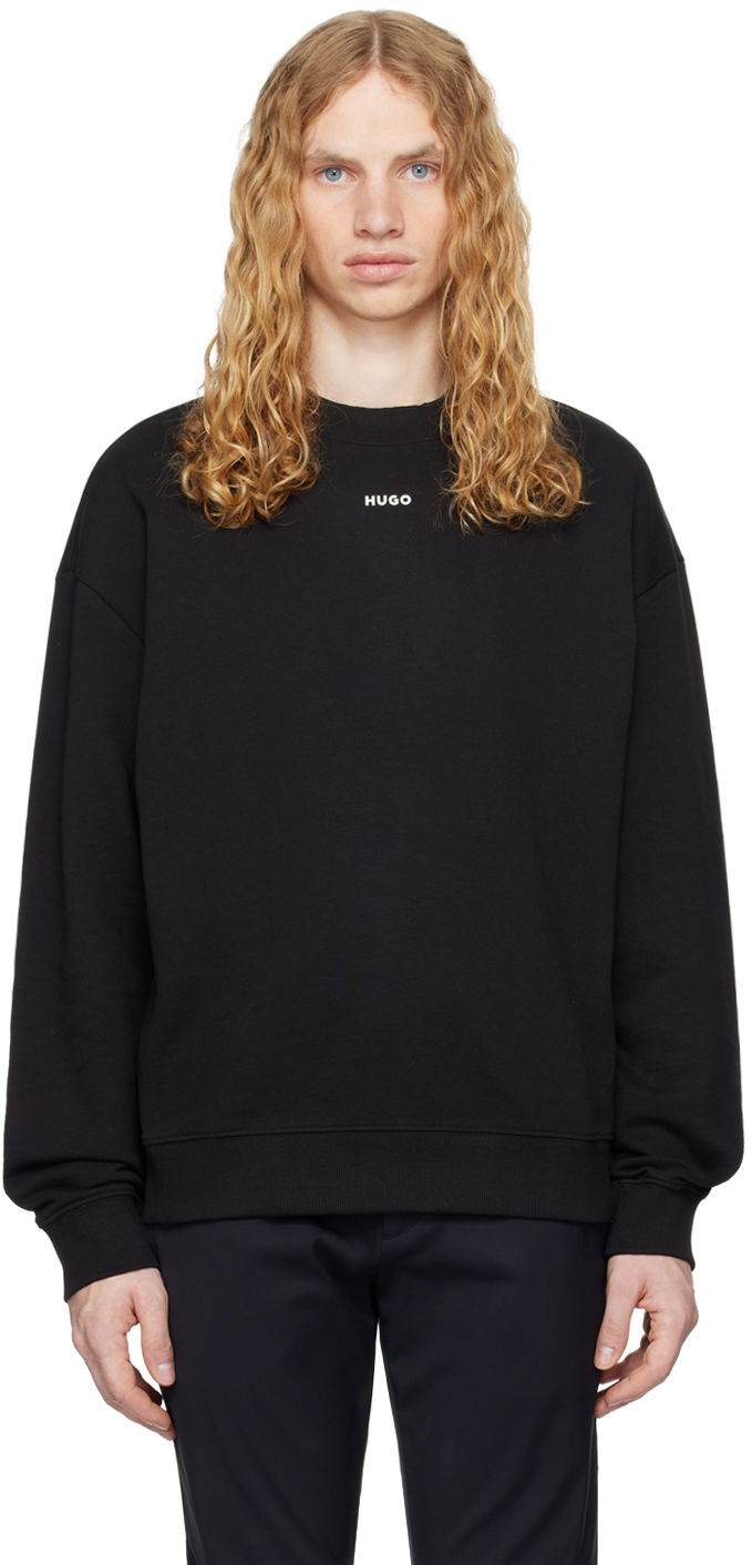 Sweater BOSS Cotton-Terry Logo Sweater Sort | 50525892