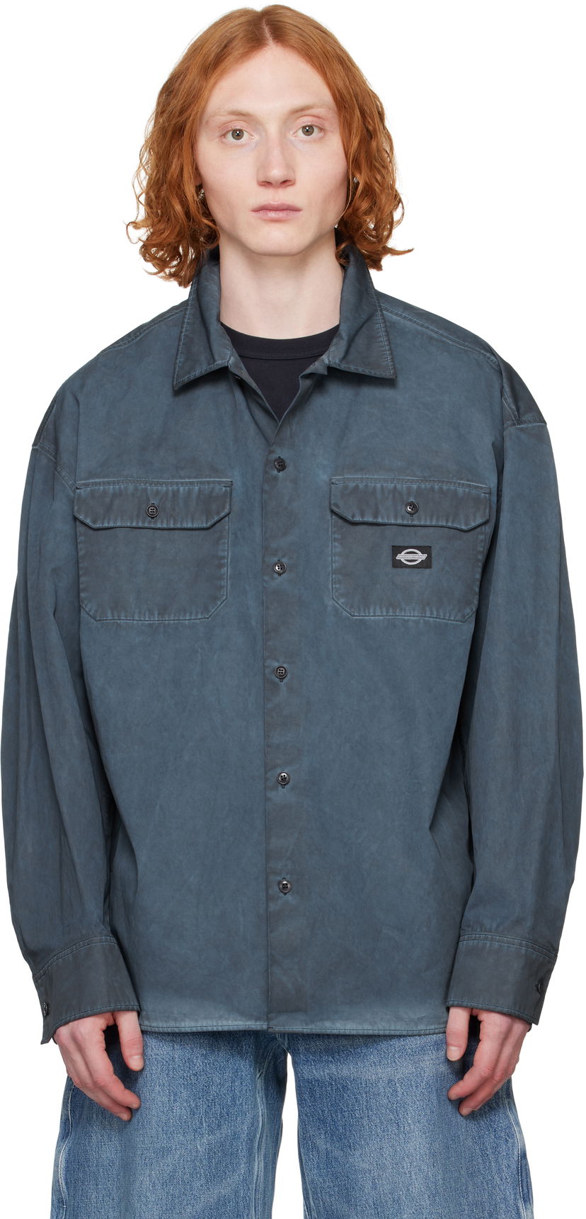 Skjorte Alexander Wang Alexander Wang Oversized Workwear Shirt Blå | 6WC1251086