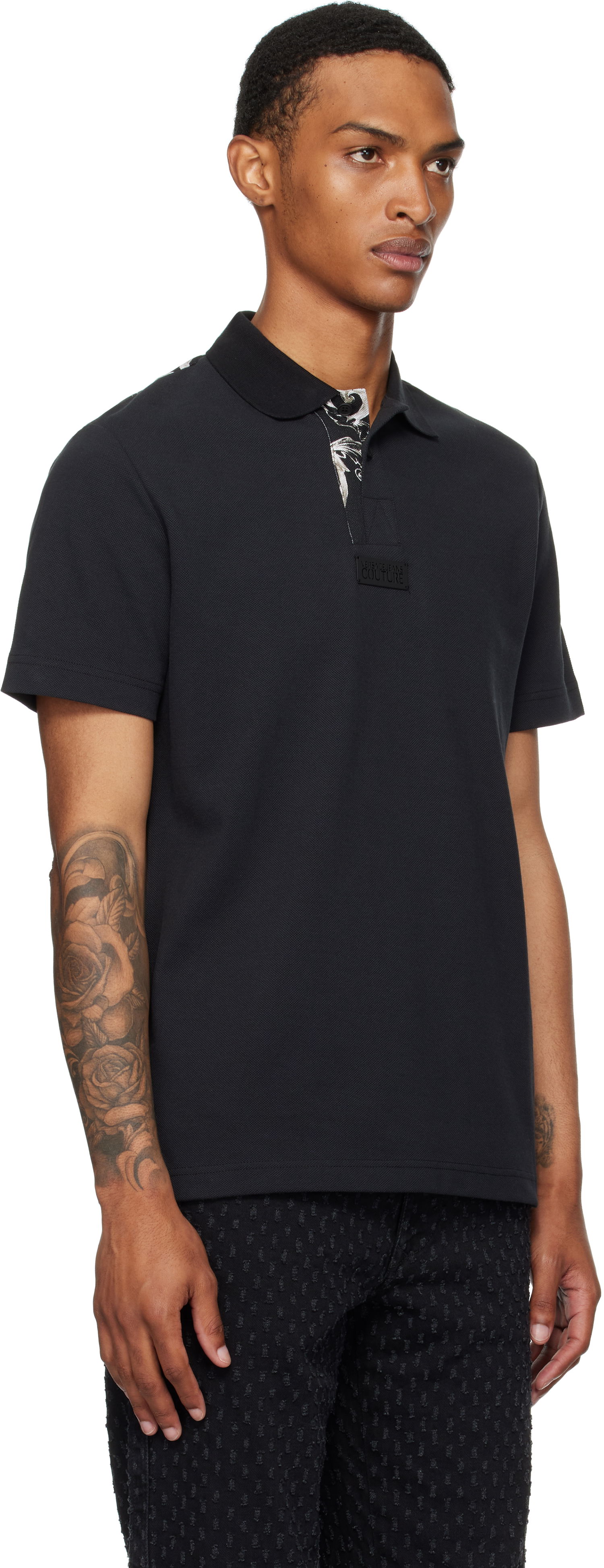 Polo skjorte Versace Versace Jeans Couture Outline Barocco Polo Sort | E78GAG627_EJ0003, 1