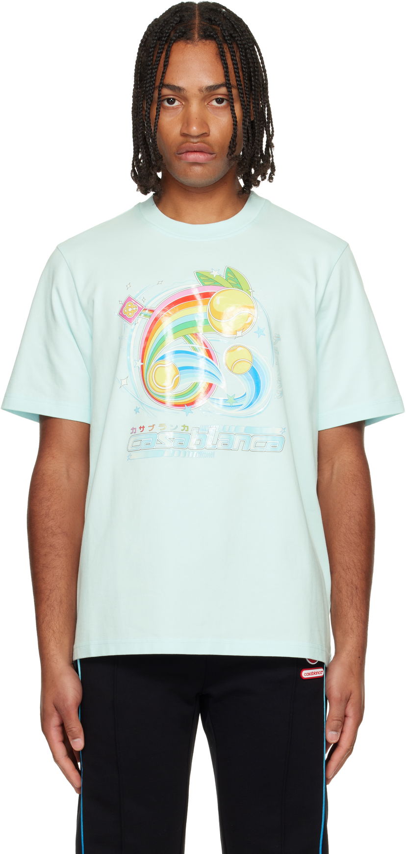 T-shirt Casablanca Manga Tennis Ball Short Sleeve T-shirt Turkis | M-AW25-JTS-001-07